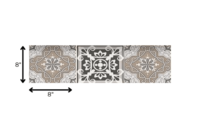 8" x 8" Wood Brown and White Mosaic Peel and Stick Removable Tiles - Homeroots - Flyclothing LLC