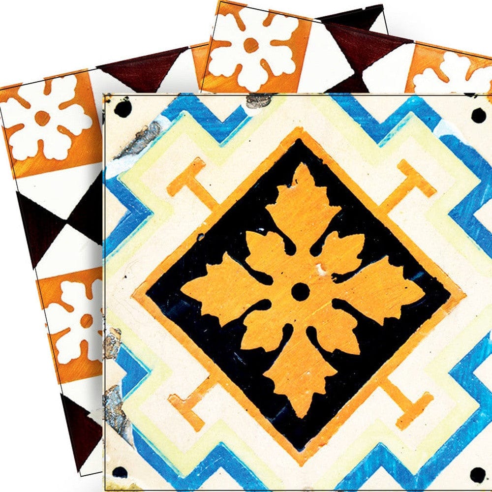 4" x 4" Snowflake and Diamond Peel and Stick Removable Tiles - Homeroots