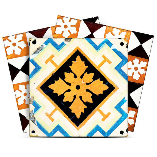 7" x 7" Snowflake and Diamond Peel and Stick Removable Tiles - Homeroots