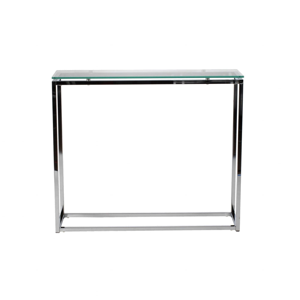 36" Clear and Silver Glass Sled Console Table - Homeroots - Flyclothing LLC