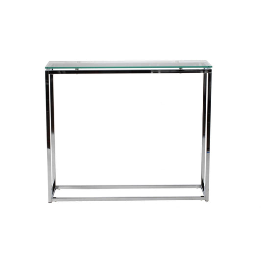 36" Clear and Silver Glass Sled Console Table - Homeroots