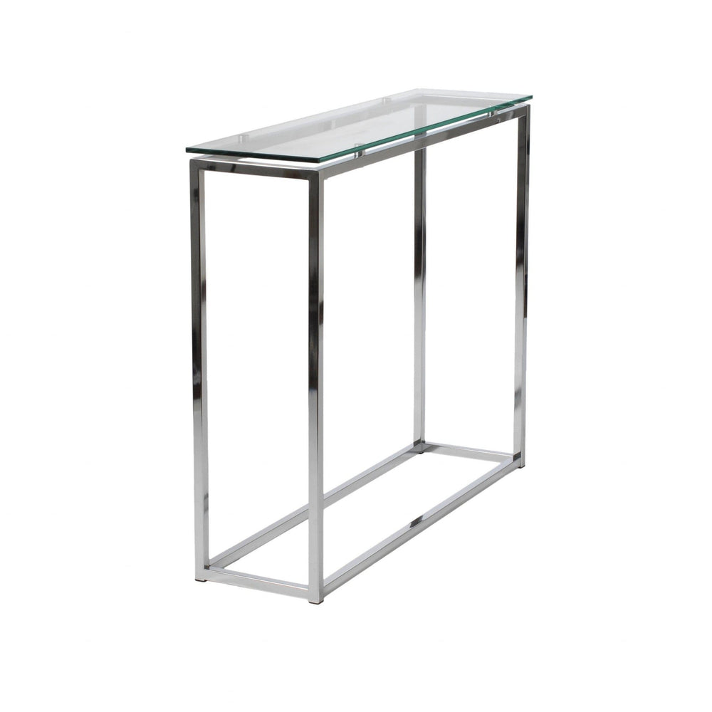 36" Clear and Silver Glass Sled Console Table - Homeroots - Flyclothing LLC