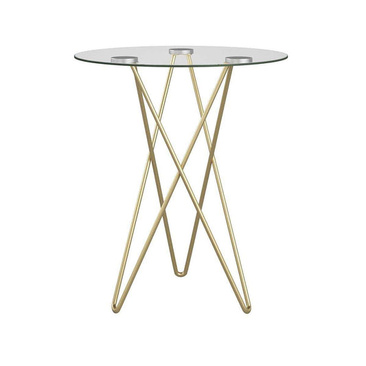 Geometric Clear Glass and Gold Round Table - Homeroots - Flyclothing LLC