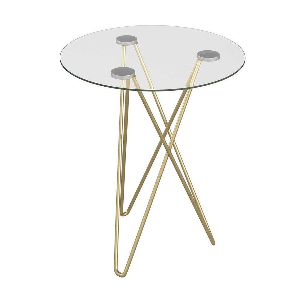 Geometric Clear Glass and Gold Round Table - Homeroots - Flyclothing LLC