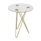 Geometric Clear Glass and Gold Round Table - Homeroots - Flyclothing LLC