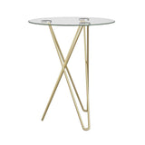 Geometric Clear Glass and Gold Round Table - Homeroots - Flyclothing LLC