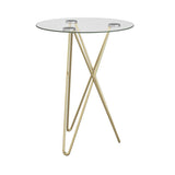 Geometric Clear Glass and Gold Round Table - Homeroots - Flyclothing LLC