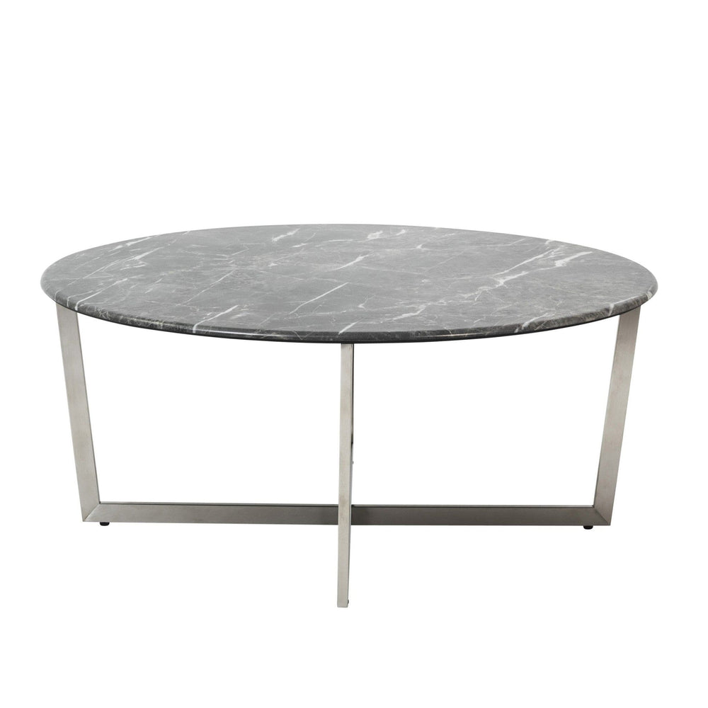 36" Black And Silver Faux Marble Round Coffee Table - Homeroots - Flyclothing LLC