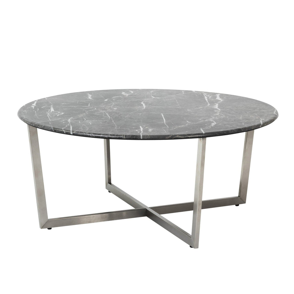 36" Black And Silver Faux Marble Round Coffee Table - Homeroots - Flyclothing LLC