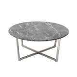 36" Black And Silver Faux Marble Round Coffee Table - Homeroots - Flyclothing LLC
