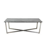 47" Black And Silver Faux Marble Rectangular Coffee Table - Homeroots - Flyclothing LLC