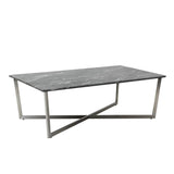 47" Black And Silver Faux Marble Rectangular Coffee Table - Homeroots - Flyclothing LLC