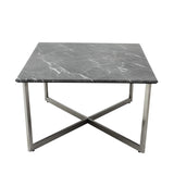 47" Black And Silver Faux Marble Rectangular Coffee Table - Homeroots - Flyclothing LLC
