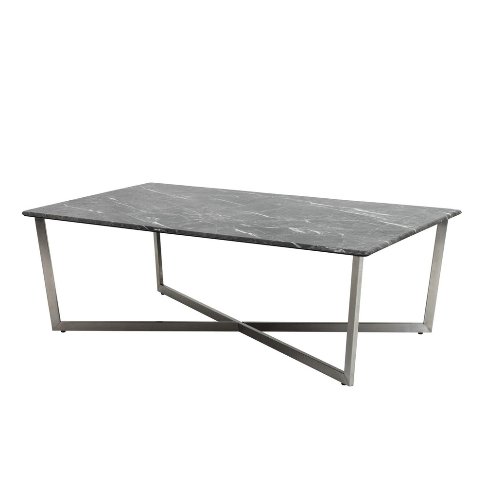 47" Black And Silver Faux Marble Rectangular Coffee Table - Homeroots - Flyclothing LLC