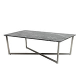 47" Black And Silver Faux Marble Rectangular Coffee Table - Homeroots - Flyclothing LLC