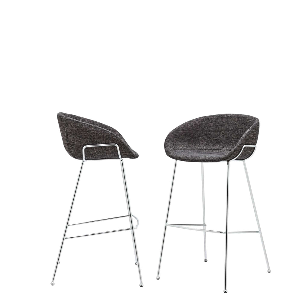 Set of Two 30" Black And Silver Steel Low Back Bar Height Bar Chairs - Homeroots - Flyclothing LLC