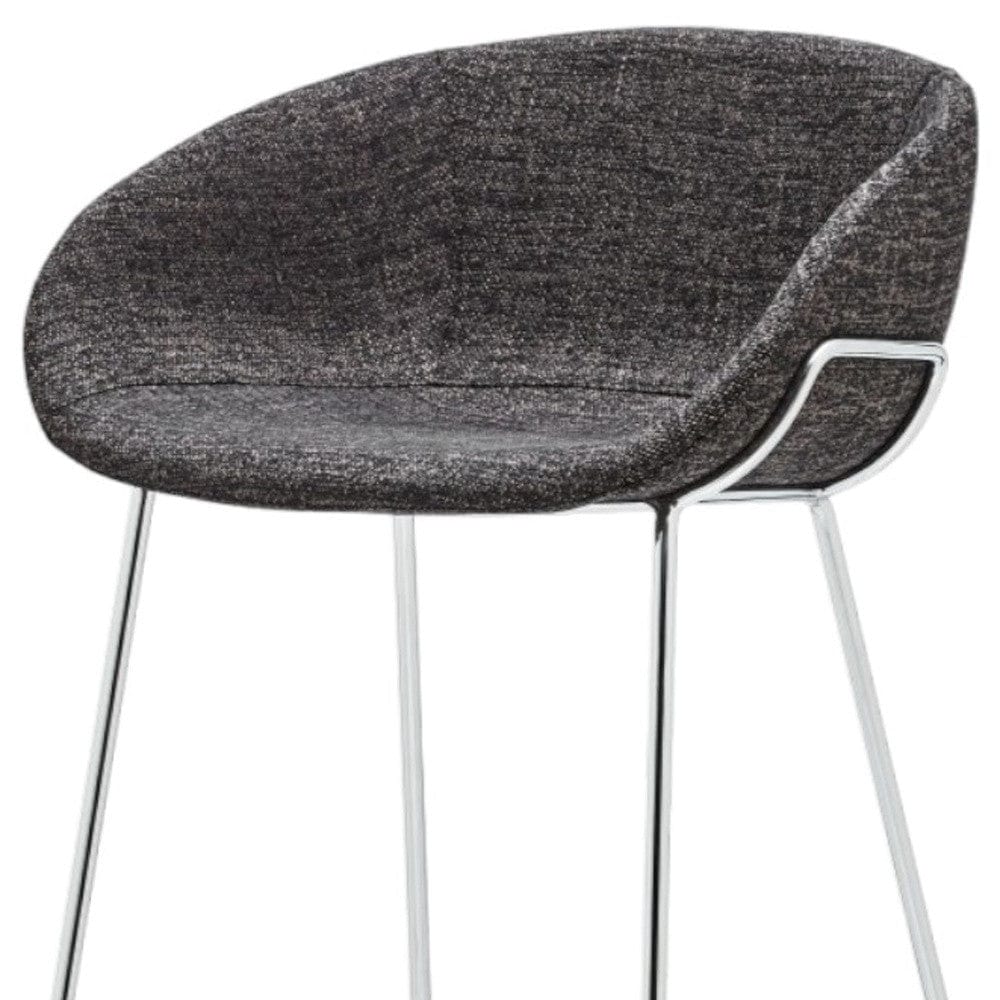 Set of Two 30" Black And Silver Steel Low Back Bar Height Bar Chairs - Homeroots - Flyclothing LLC