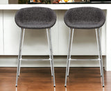 Set of Two 30" Black And Silver Steel Low Back Bar Height Bar Chairs - Homeroots - Flyclothing LLC