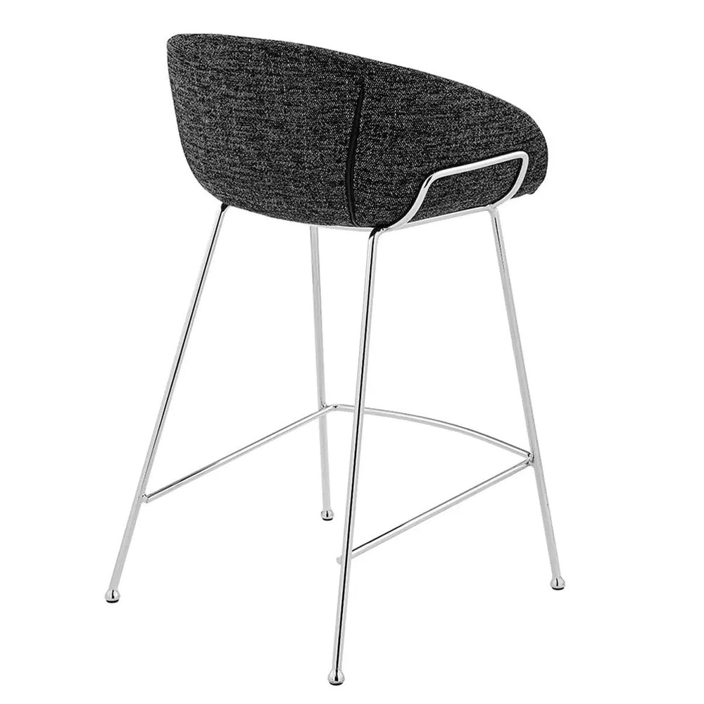 Set of Two 26" Black And Silver Steel Low Back Counter Height Bar Chairs - Homeroots - Flyclothing LLC