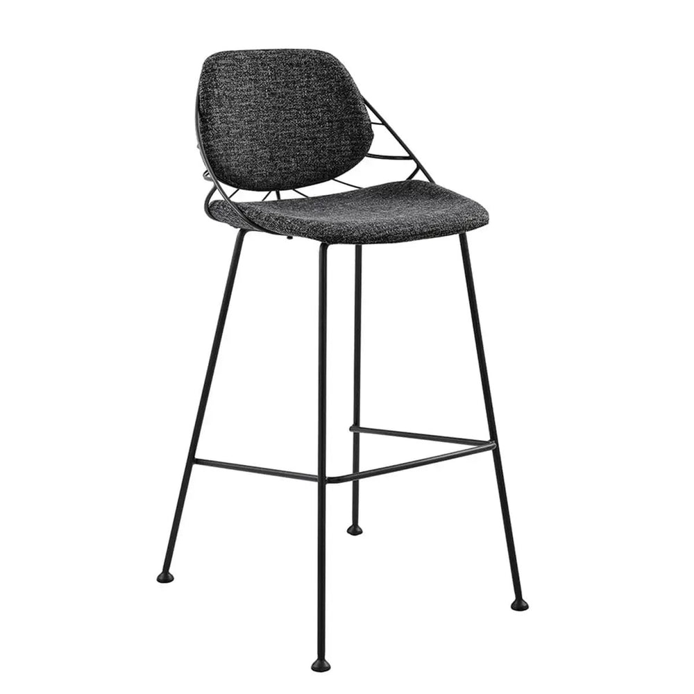 Set of Two 30" Black Steel Low Back Bar Height Bar Chairs - Homeroots - Flyclothing LLC