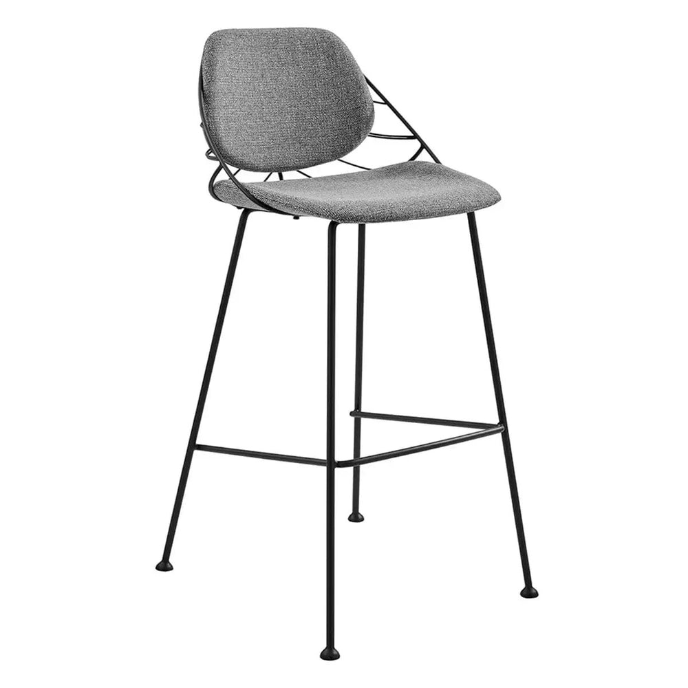 Set of Two 30" Light Gray And Black Steel Low Back Bar Height Bar Chairs - Homeroots - Flyclothing LLC
