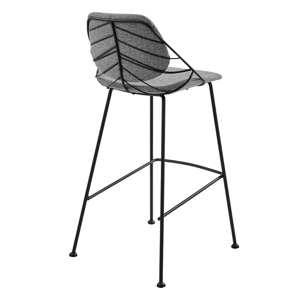 Set of Two 30" Light Gray And Black Steel Low Back Bar Height Bar Chairs - Homeroots - Flyclothing LLC