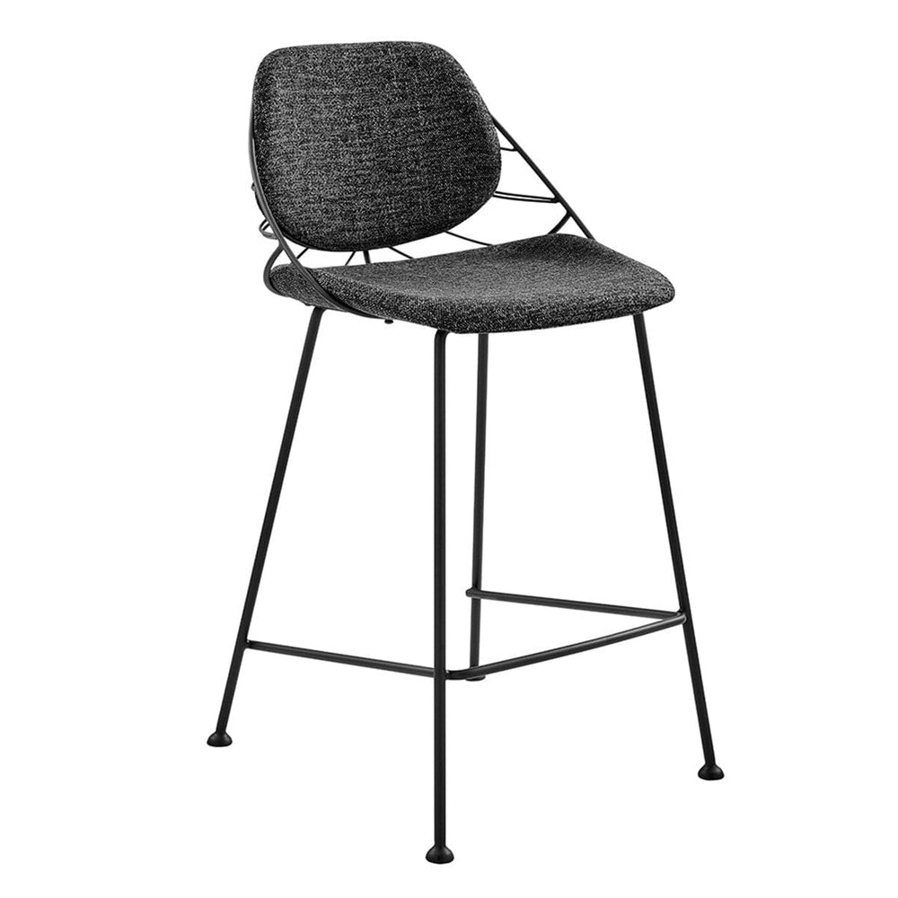 Set of Two 26" Black Steel Low Back Counter Height Bar Chairs - Homeroots - Flyclothing LLC