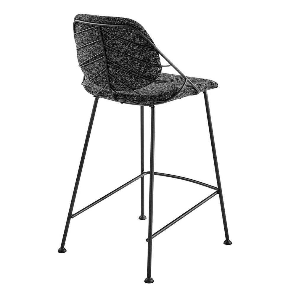Set of Two 26" Black Steel Low Back Counter Height Bar Chairs - Homeroots - Flyclothing LLC