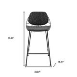 Set of Two 26" Black Steel Low Back Counter Height Bar Chairs - Homeroots - Flyclothing LLC