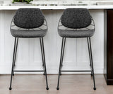 Set of Two 26" Black Steel Low Back Counter Height Bar Chairs - Homeroots - Flyclothing LLC