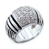40063 - Rhodium Brass Ring with AAA Grade CZ in Clear - Alamode - Flyclothing LLC