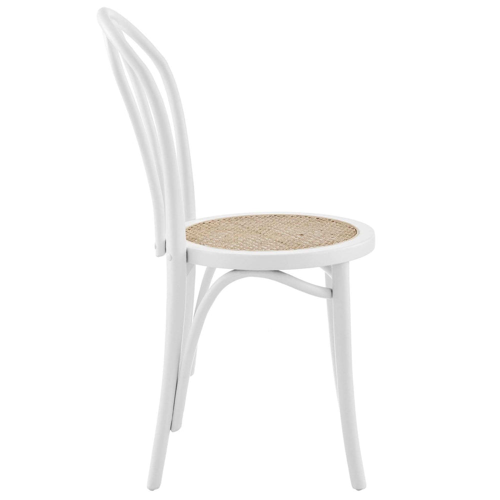 Set of Two Vintage Style White Cane Dining Chairs - Homeroots - Flyclothing LLC