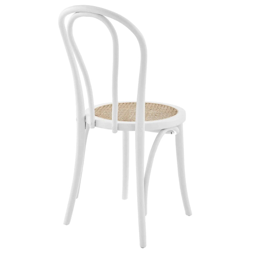 Set of Two Vintage Style White Cane Dining Chairs - Homeroots - Flyclothing LLC