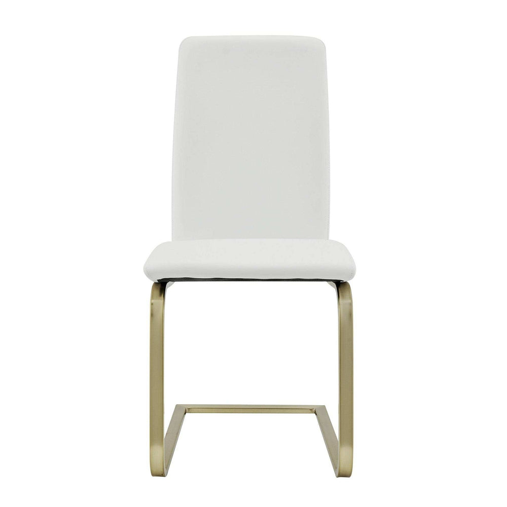 Set of Two Mod White and Gold Dining Chairs - Homeroots - Flyclothing LLC