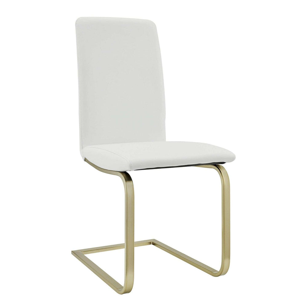 Set of Two Mod White and Gold Dining Chairs - Homeroots - Flyclothing LLC