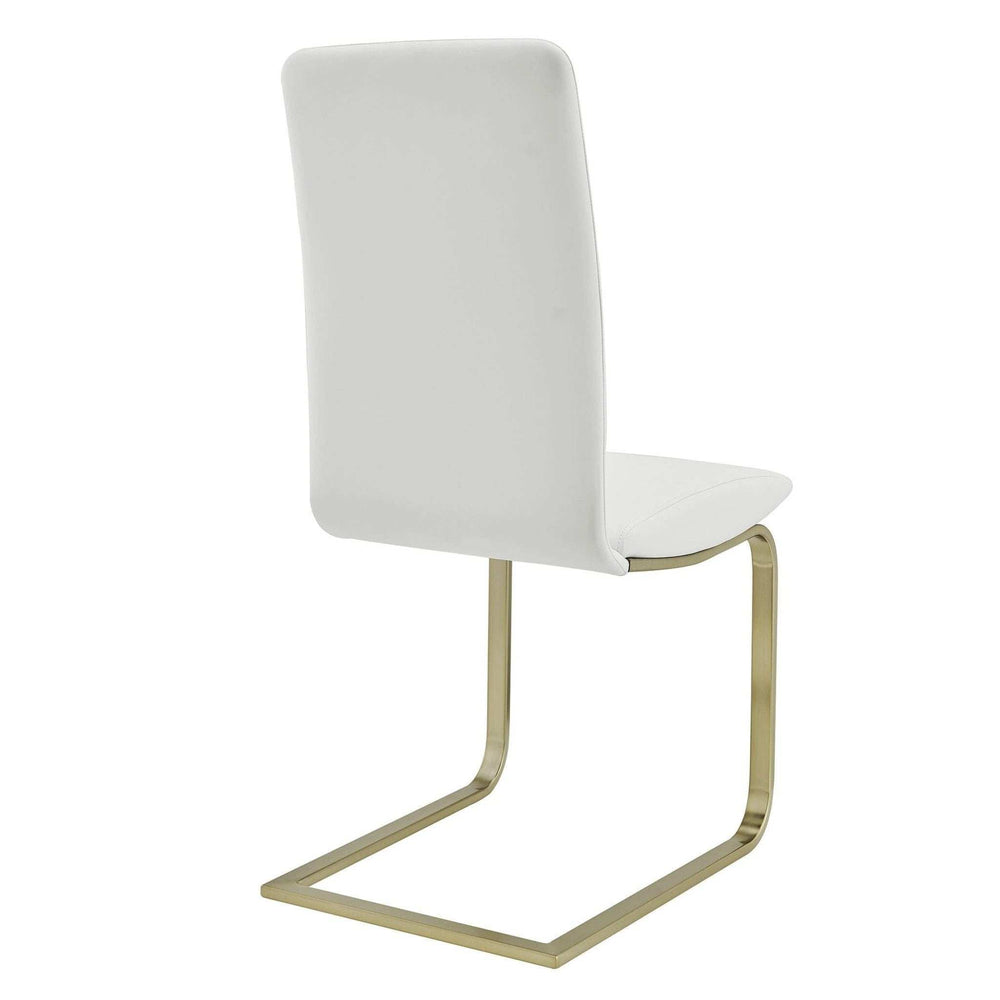 Set of Two Mod White and Gold Dining Chairs - Homeroots - Flyclothing LLC