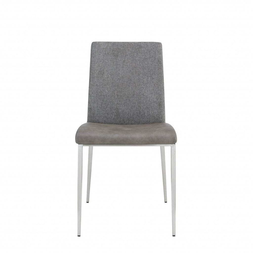 Set of Two Light Brown and Gray Stainless Steel Chairs - Homeroots - Flyclothing LLC