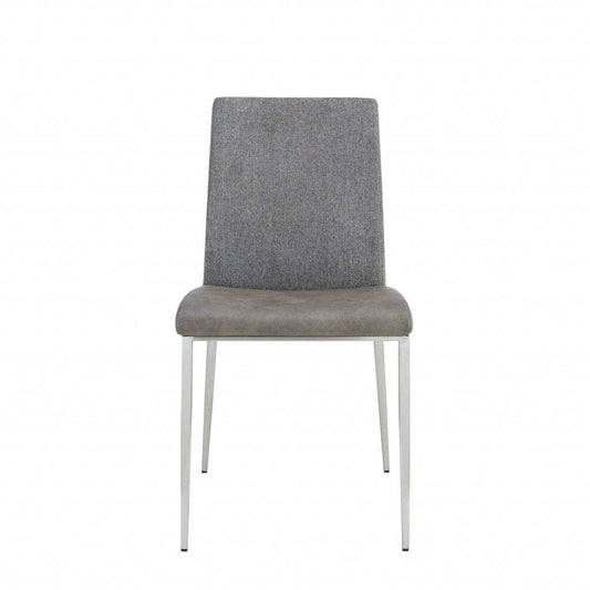 Set of Two Light Brown and Gray Stainless Steel Chairs - Homeroots - Flyclothing LLC