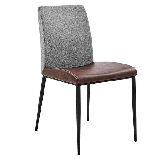 Set of Two Brown and Light Gray Stainless Steel Chairs - Homeroots - Flyclothing LLC