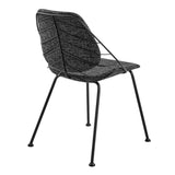 Set of Two Leaf Dark Gray Fabric and Black Dining Chairs - Homeroots - Flyclothing LLC
