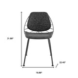 Set of Two Leaf Dark Gray Fabric and Black Dining Chairs - Homeroots - Flyclothing LLC