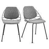 Set of Two Leaf Light Gray Fabric and Black Dining Chairs - Homeroots - Flyclothing LLC