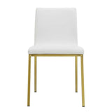 Set of Two Minimalist White Faux Faux Leather and Gold Chairs - Homeroots - Flyclothing LLC