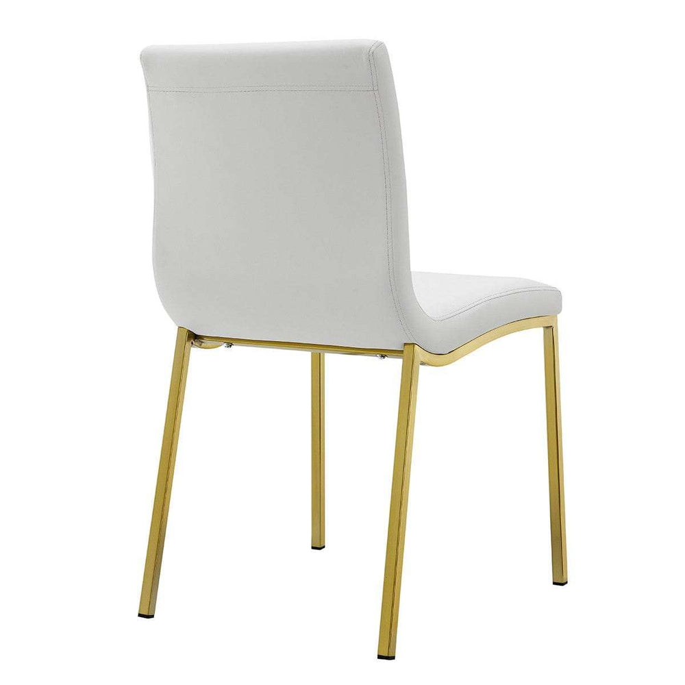 Set of Two Minimalist White Faux Faux Leather and Gold Chairs - Homeroots - Flyclothing LLC