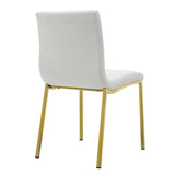 Set of Two Minimalist White Faux Faux Leather and Gold Chairs - Homeroots - Flyclothing LLC