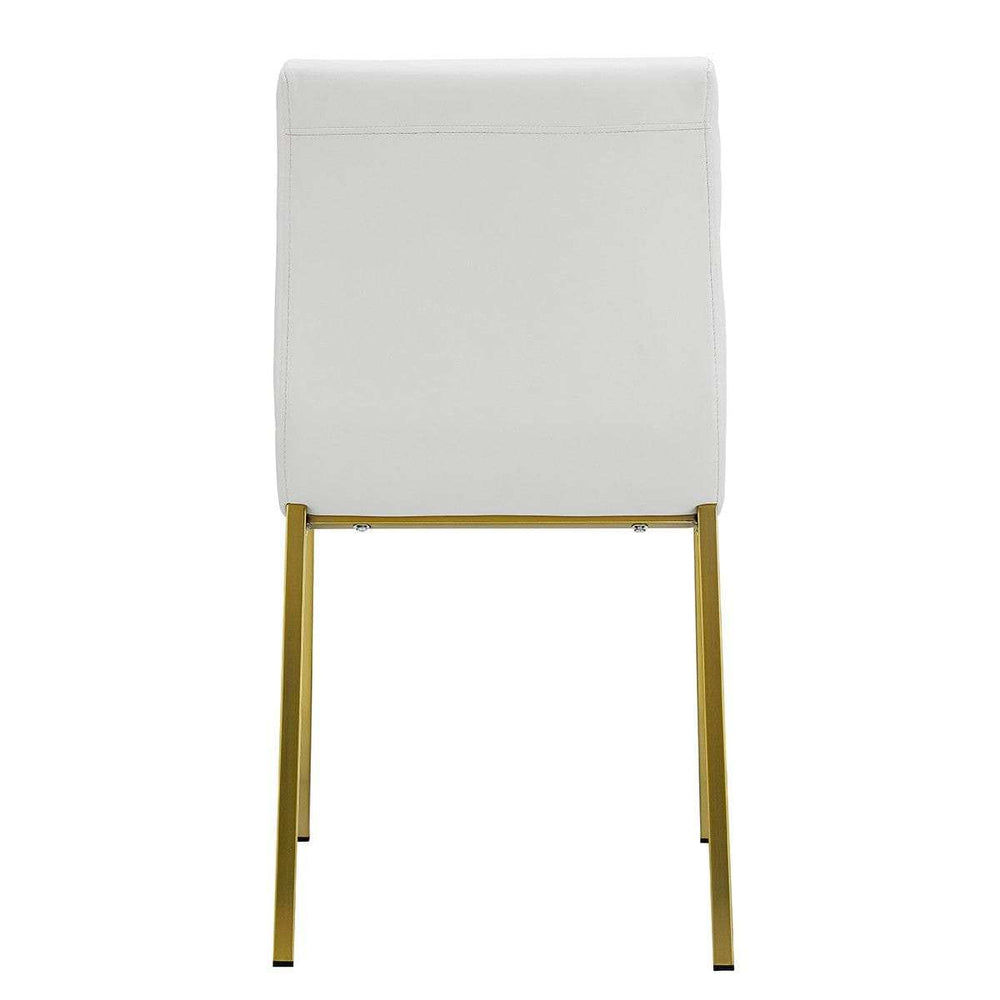 Set of Two Minimalist White Faux Faux Leather and Gold Chairs - Homeroots - Flyclothing LLC