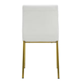 Set of Two Minimalist White Faux Faux Leather and Gold Chairs - Homeroots - Flyclothing LLC