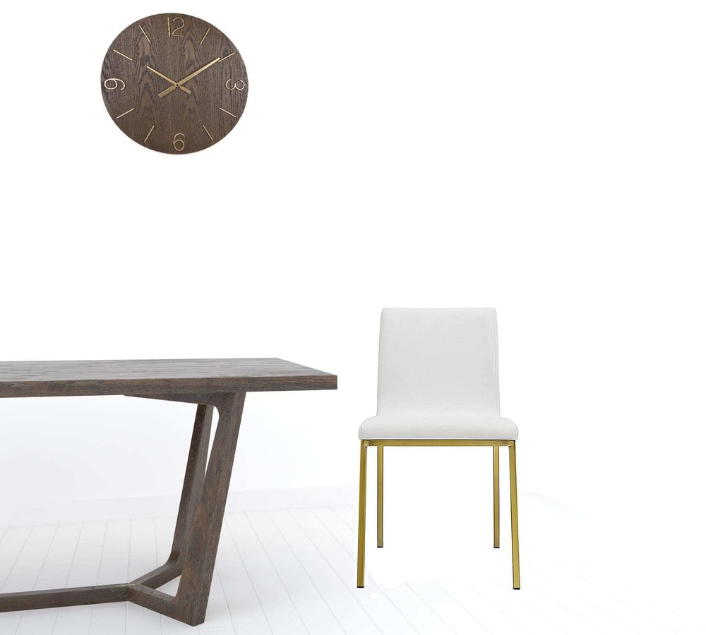 Set of Two Minimalist White Faux Faux Leather and Gold Chairs - Homeroots - Flyclothing LLC