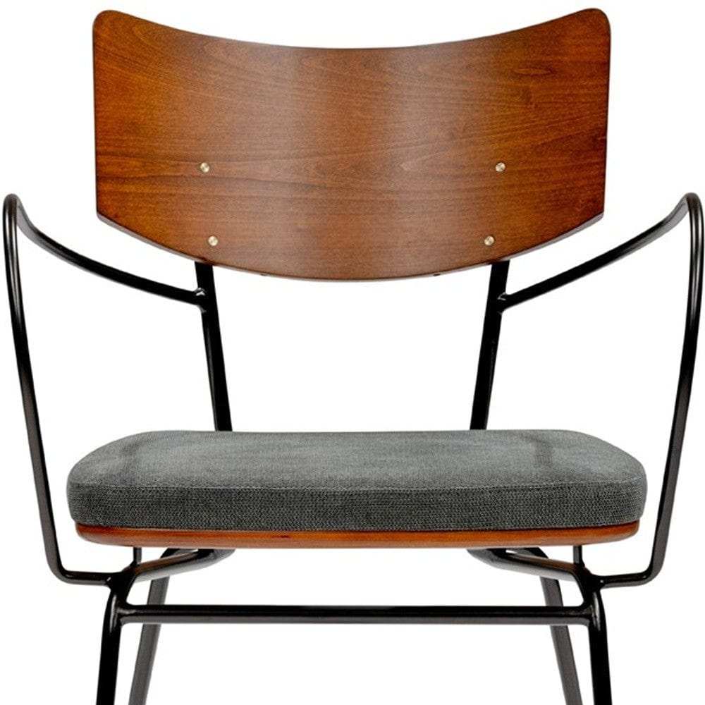 Set of Two Gray And Black Upholstered Fabric Open Back Dining Arm Chairs - Homeroots - Flyclothing LLC