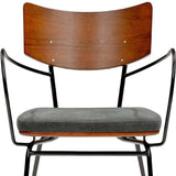 Set of Two Gray And Black Upholstered Fabric Open Back Dining Arm Chairs - Homeroots - Flyclothing LLC